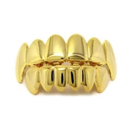 TOPGRILLZ New Fit Rose Gold Color Plated Hip Hop Teeth Grillz Caps Top&Bottom Grill Set for Christmas Party Vampire Tooth Grillz