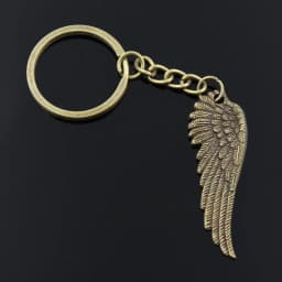 New Fashion Men 30mm Keychain DIY Metal Holder Chain Vintage Angel Wings 51x17mm Bronze Pendant Gift