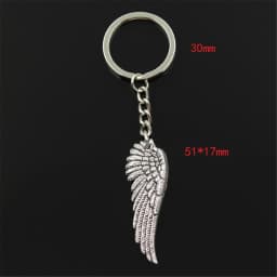 New Fashion Men 30mm Keychain DIY Metal Holder Chain Vintage Angel Wings 51x17mm Bronze Pendant Gift
