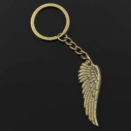 New Fashion Men 30mm Keychain DIY Metal Holder Chain Vintage Angel Wings 51x17mm Bronze Pendant Gift