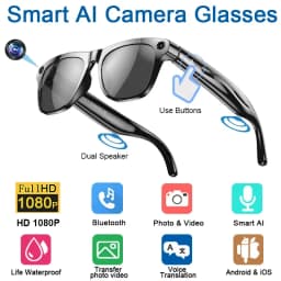 Lenovo 100MP Camera 8K HD Smart Glasses Chat GPT 260mAh Battery Bluetooth Call Voice Assistant Control Smart Glasses for Men