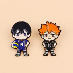 2pcs/Set Cute Anime Volleyball Boys Enamel Pin Sports Chibi Figure Brooches For Backpacks Hats Jackets Fashion Jewelry Fans Gift