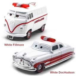 Cars Anime Character White DocHudson And White Fillmore Alloy Diecast 1:55 Scale Toy Car Model Children's Birthday Gift