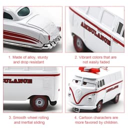 Cars Anime Character White DocHudson And White Fillmore Alloy Diecast 1:55 Scale Toy Car Model Children's Birthday Gift