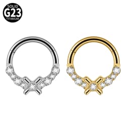 1PC G23 Titanium Hexagram Hinged Septum Clicker Nose Ring Various Zircon Cartilage Hoop Daith Helix Earring Piercing Jewelry 16G