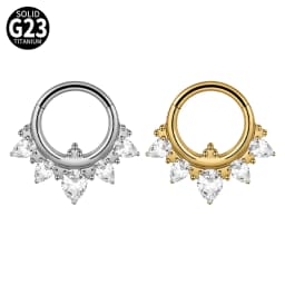 1PC G23 Titanium Hexagram Hinged Septum Clicker Nose Ring Various Zircon Cartilage Hoop Daith Helix Earring Piercing Jewelry 16G