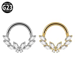 1PC G23 Titanium Hexagram Hinged Septum Clicker Nose Ring Various Zircon Cartilage Hoop Daith Helix Earring Piercing Jewelry 16G