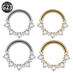 1PC G23 Titanium Hexagram Hinged Septum Clicker Nose Ring Various Zircon Cartilage Hoop Daith Helix Earring Piercing Jewelry 16G