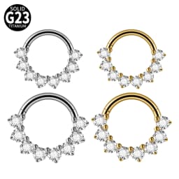 1PC G23 Titanium Hexagram Hinged Septum Clicker Nose Ring Various Zircon Cartilage Hoop Daith Helix Earring Piercing Jewelry 16G
