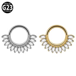 1PC G23 Titanium Hexagram Hinged Septum Clicker Nose Ring Various Zircon Cartilage Hoop Daith Helix Earring Piercing Jewelry 16G