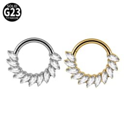 1PC G23 Titanium Hexagram Hinged Septum Clicker Nose Ring Various Zircon Cartilage Hoop Daith Helix Earring Piercing Jewelry 16G