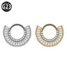 1PC G23 Titanium Hexagram Hinged Septum Clicker Nose Ring Various Zircon Cartilage Hoop Daith Helix Earring Piercing Jewelry 16G