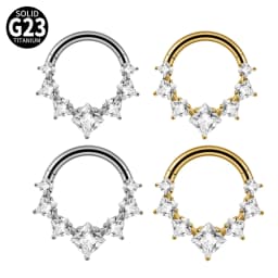 1PC G23 Titanium Hexagram Hinged Septum Clicker Nose Ring Various Zircon Cartilage Hoop Daith Helix Earring Piercing Jewelry 16G