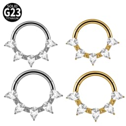 1PC G23 Titanium Hexagram Hinged Septum Clicker Nose Ring Various Zircon Cartilage Hoop Daith Helix Earring Piercing Jewelry 16G