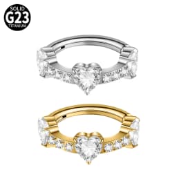 1PC G23 Titanium Hexagram Hinged Septum Clicker Nose Ring Various Zircon Cartilage Hoop Daith Helix Earring Piercing Jewelry 16G