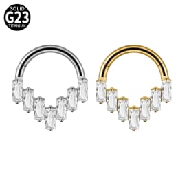 1PC G23 Titanium Hexagram Hinged Septum Clicker Nose Ring Various Zircon Cartilage Hoop Daith Helix Earring Piercing Jewelry 16G