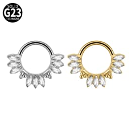 1PC G23 Titanium Hexagram Hinged Septum Clicker Nose Ring Various Zircon Cartilage Hoop Daith Helix Earring Piercing Jewelry 16G