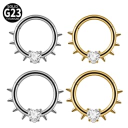 1PC G23 Titanium Hexagram Hinged Septum Clicker Nose Ring Various Zircon Cartilage Hoop Daith Helix Earring Piercing Jewelry 16G
