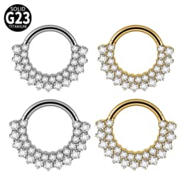1PC G23 Titanium Hexagram Hinged Septum Clicker Nose Ring Various Zircon Cartilage Hoop Daith Helix Earring Piercing Jewelry 16G