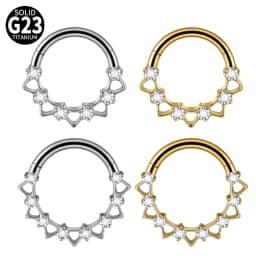 1PC G23 Titanium Hexagram Hinged Septum Clicker Nose Ring Various Zircon Cartilage Hoop Daith Helix Earring Piercing Jewelry 16G