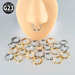 1PC G23 Titanium Hexagram Hinged Septum Clicker Nose Ring Various Zircon Cartilage Hoop Daith Helix Earring Piercing Jewelry 16G