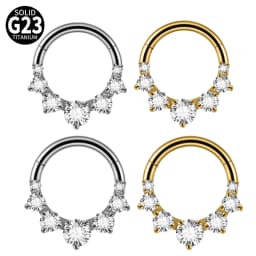 1PC G23 Titanium Hexagram Hinged Septum Clicker Nose Ring Various Zircon Cartilage Hoop Daith Helix Earring Piercing Jewelry 16G