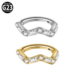 1PC G23 Titanium Hexagram Hinged Septum Clicker Nose Ring Various Zircon Cartilage Hoop Daith Helix Earring Piercing Jewelry 16G