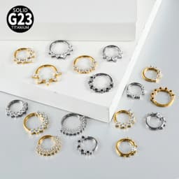 1PC G23 Titanium Hexagram Hinged Septum Clicker Nose Ring Various Zircon Cartilage Hoop Daith Helix Earring Piercing Jewelry 16G