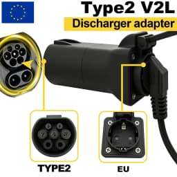 TYPE 2 Female to Schuko Universal Socket EV Discharge Adapter for BYD MG Geely Jaecoo ZEEKR XPENG Deepal Omoda V2L Power Output