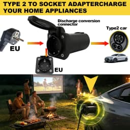 TYPE 2 Female to Schuko Universal Socket EV Discharge Adapter for BYD MG Geely Jaecoo ZEEKR XPENG Deepal Omoda V2L Power Output