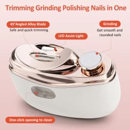 Electric Nail Clipper 2 in 1 Trimmer&Polisher 2 Speed Safety Nail Cutter with LED Light Nail Dust Storage for Baby Kids Adult