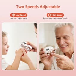 Electric Nail Clipper 2 in 1 Trimmer&Polisher 2 Speed Safety Nail Cutter with LED Light Nail Dust Storage for Baby Kids Adult