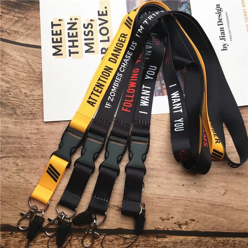 2 in 1 Mobile Phone Lanyard Key Ring Sling Badge Neckband Keychain Anti-Lost Badges ID Cell Phone Rope Neck Straps