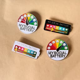 FTCY 2pcs My Social Battery Brooch For Women Men Creative Slideable Mood Pins Back-to-school Season Jewelry