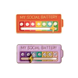 FTCY 2pcs My Social Battery Brooch For Women Men Creative Slideable Mood Pins Back-to-school Season Jewelry