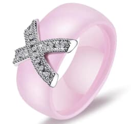 Fashion Jewelry Women Ring With AAA Crystal 8 mm X Cross Ceramic Rings For Women Wedding Party Accessories Gift Design