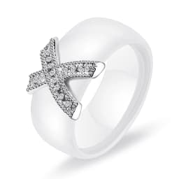 Fashion Jewelry Women Ring With AAA Crystal 8 mm X Cross Ceramic Rings For Women Wedding Party Accessories Gift Design