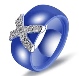 Fashion Jewelry Women Ring With AAA Crystal 8 mm X Cross Ceramic Rings For Women Wedding Party Accessories Gift Design