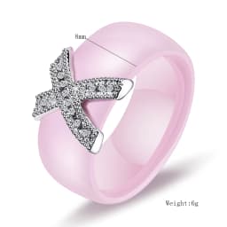 Fashion Jewelry Women Ring With AAA Crystal 8 mm X Cross Ceramic Rings For Women Wedding Party Accessories Gift Design