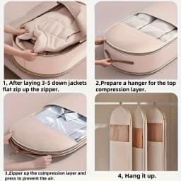 Space-Saving Clothes Hanging Bags Compression Bag Wardrobe Organizer Dust Cover Down Jacket Compression Closet Storage Bag
