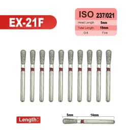 10pcs Fine Dental Diamond Burs for High Speed Handpiece Diamond Smoothing Polish Drills Dentistry Crown Preparation 33 Sizes