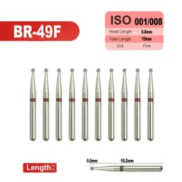 10pcs Fine Dental Diamond Burs for High Speed Handpiece Diamond Smoothing Polish Drills Dentistry Crown Preparation 33 Sizes