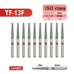 10pcs Fine Dental Diamond Burs for High Speed Handpiece Diamond Smoothing Polish Drills Dentistry Crown Preparation 33 Sizes