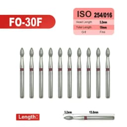 10pcs Fine Dental Diamond Burs for High Speed Handpiece Diamond Smoothing Polish Drills Dentistry Crown Preparation 33 Sizes