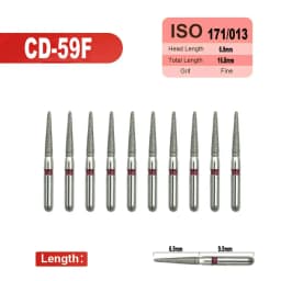 10pcs Fine Dental Diamond Burs for High Speed Handpiece Diamond Smoothing Polish Drills Dentistry Crown Preparation 33 Sizes
