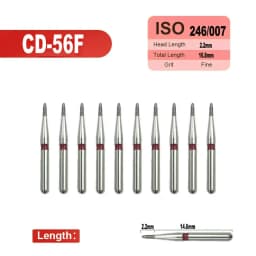 10pcs Fine Dental Diamond Burs for High Speed Handpiece Diamond Smoothing Polish Drills Dentistry Crown Preparation 33 Sizes