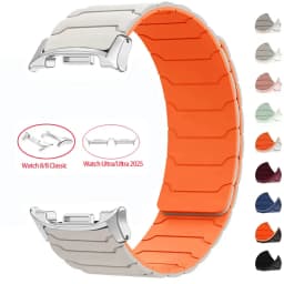 Magnetic Silicone Band for Samsung Galaxy Watch Ultra 2025 47mm Bracelet for Galaxy 8 40mm 44mm/8 Classic 46mm Sports Strap