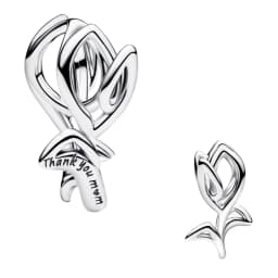 S925 Silver Plated Butterfly Flower Bee Tulip Ring Purple Bracelet Necklace Charms Enamel Inlaid Gem Beads Gift Fashion Jewelry