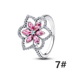 S925 Silver Plated Butterfly Flower Bee Tulip Ring Purple Bracelet Necklace Charms Enamel Inlaid Gem Beads Gift Fashion Jewelry