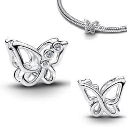 S925 Silver Plated Butterfly Flower Bee Tulip Ring Purple Bracelet Necklace Charms Enamel Inlaid Gem Beads Gift Fashion Jewelry